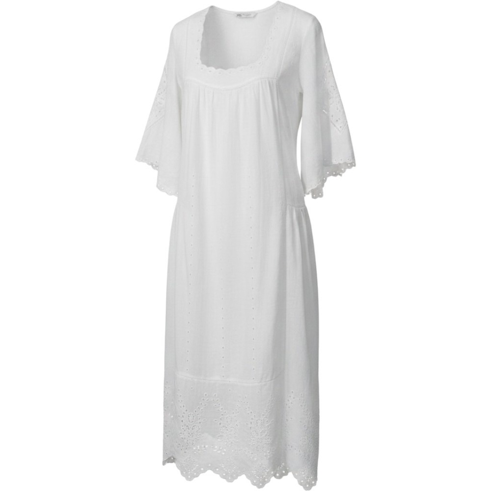 Zara White Eyelet Embroidered Maxi Dress M Cotton Boho Cottagecore Feminine